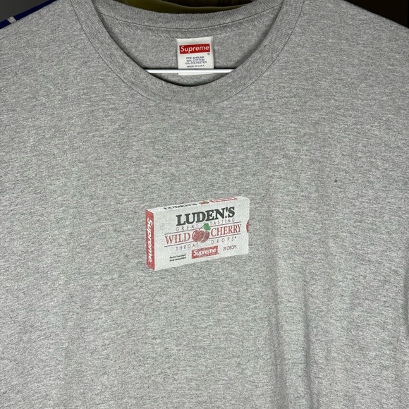Supreme Gray Luden's Wild Cherry Tee- Mens L - Picture 2 of 8